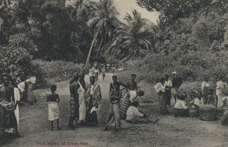 Vintage Ceylon Sri Lanka Fruit Sellers At Grand Pass Colombo Postcard -