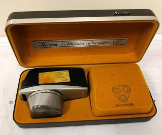 Vintage 1304 Norelco Electric Razor Vip Tripleheader Shaver With Side Trimmer