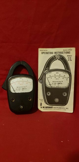 Vintage Aw Sperry Sj - 50 Ac Volt Ammeter Miniprobe Made In Hauppauge N.  Y.  Usa
