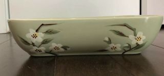 Weil Ware Dishes Malay Blossom Rectangle Serving Dish Bowl Celedon Green Vtg