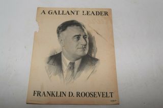Vintage 1936 Franklin D Roosevelt - A Gallant Leader Poster