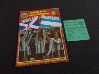 Vintage Scotland Vs Argentina Football Uk Programme 1979 W/ Ticket
