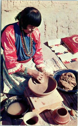 Vtg Nm Postcard Maria Famous Pottery Maker San Ildefonso Pueblo Pots Potter Clay