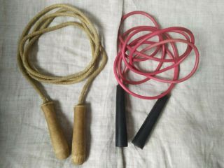2 Vintage Skipping Jumping Speed Ropes Ussr Rope 160cm.  Red Vinil 200cm.