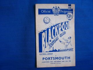 Blackpool V Portsmouth Vintage 1954/5 Football Programme