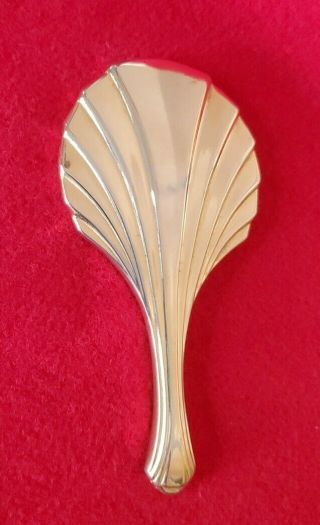 Old Vintage Small Brass Shell Hand Mirror 5” Vanity