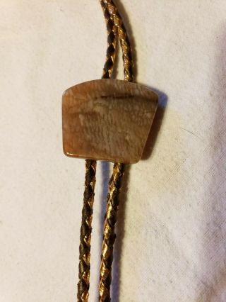Vintage Unisex Western Style Bolo Tie With Agate Slide