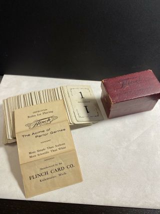 Flinch Vintage Card Game With Rules 1913 - By The Flinch Card Co,  Kalamazoo,  Mi