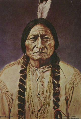 Portrait Of Sitting Bull The Hunkpapa Sioux Medicine Man Chrome Vintage Postcard