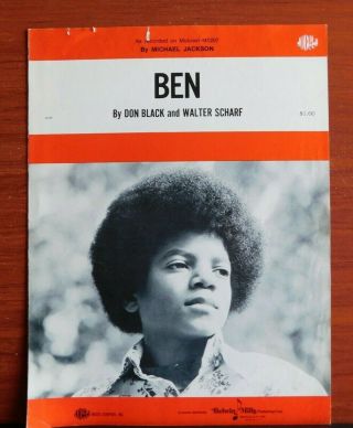 Ben - Michael Jackson - Vintage 1972 Sheet Music - Piano Vocal Guitar