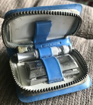 Vintage Gillette Travel Safety Razor Zipper Case Hong Kong