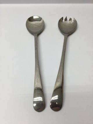Vintage Italian Silver Plated Serving Fork And Spoon Salad Servers Made In Italy