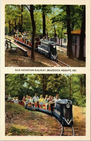 Vintage Linen Postcard Blue Mountain Railway Braddock Heights Md