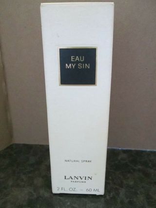 Vintage Lanvin Parfums Eau De Toilette Natural Spray " Eau My Sin ".  2 Fl Oz W/box