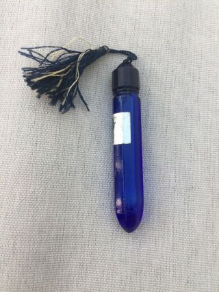 Vintage Cobalt Blue Bullet Shaped Perfume Bottle With Tassel