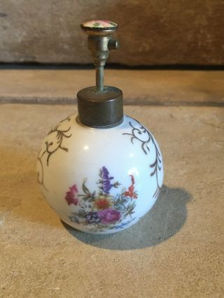 Vintage I - Rice Perfume Bottle Porcelain Hand Painted Gold Leaf & Flowers Broken