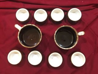 Set Of 10 Vintage Mccoy Usa Pottery Brown Drip Glaze Mugs & (8) 2.  5” Small Dip