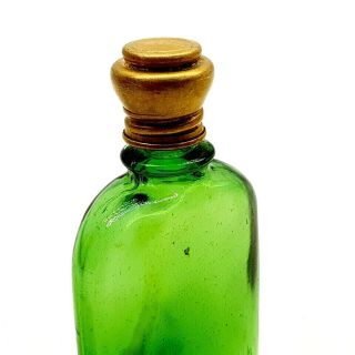 Vintage Glass Perfume Mini Bottle Brass Cap Antique 1930 