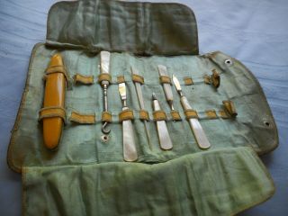 Antique Nail Grooming Set Mother Of Pearl
