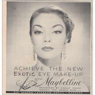 1950 Maybelline: Exotic Eye Makeup Vintage Print Ad
