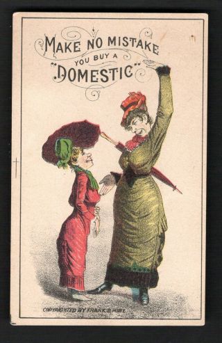 Domestic Sewing Machine Vintage Advertising Card 1880 