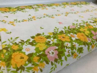 Imperial Vintage Floral Fabric - 4 Yards - Yellow Green Pink White Orange