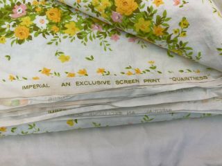 Imperial Vintage Floral Fabric - 4 Yards - Yellow Green Pink White Orange 3