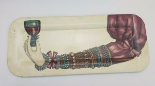 Fornasetti Italian Art Tray Mcm Modern 1960 Arm W Goblet Of Wine Large Rare Htf