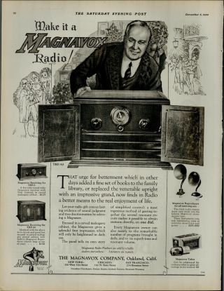 1924 Magnavox Radio Tubes Reproducers Receiving Set Vintage Print Ad 3968