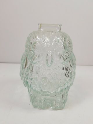 Libby Coin Bank Wise Old Owl Vintage Clear Glass 6 " Tall