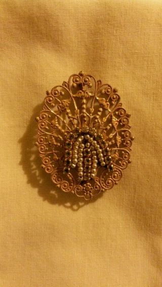♢beautiful & Delicate♢ Antique Signed 1950/51 Rare Miriam Haskell Brooch