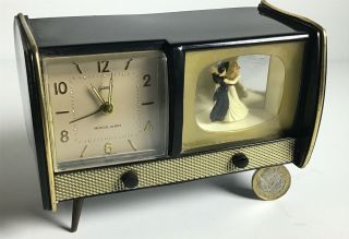 Vintage Musical Alarm Clock With Dancers - Made In Germany (wb)