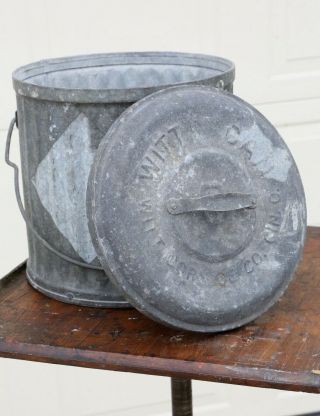 Vintage Witt Galvanized Garbage / Trash Can With Lid And Handle Industrial 8