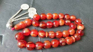 Vintage Authentic Large German Cherry Amber Bakelite Rosary 150 Gram