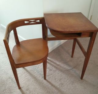Vintage 1950 Mid Century Table Fold Out Telephone Desk Chair