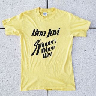 Vtg 80s Bon Jovi Slippery When Wet Tour T - Shirt 1987 Tee Sz L Rare