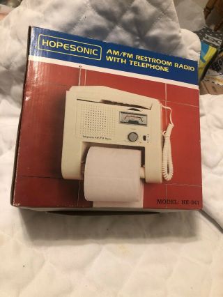 Vintage Hopesonic Am/fm Restroom Radio Telephone Model He - 841 Toilet Paper Roll