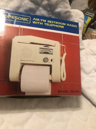 Vintage Hopesonic AM/FM Restroom Radio Telephone Model HE - 841 Toilet Paper Roll 2
