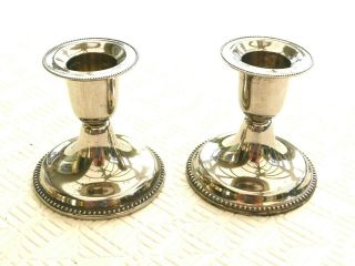 Vintage Silver Plated Candle Holders With Beaded Rims 1520544/546