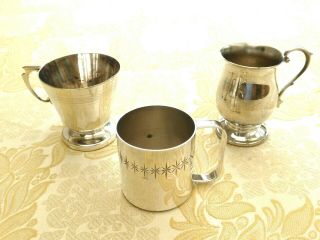 3 X Vintage Silver Plated Patterned Cups And Tankards 1380927/931