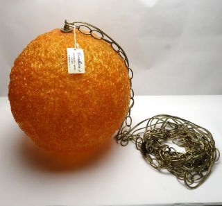 Vintage Orange Mid Century Modern 13” Spaghetti Lucite Hanging Swag Lamp