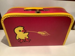 Rare Vintage Chick Chicken Red\yellow Luggage Suitcase Case Luggage 14x9x4”