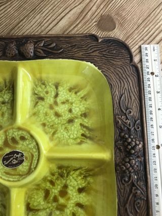 Vintage MCM Treasure Craft CALIFORNIA POTTERY Large Divided TRAY Yellow And DRIP 3