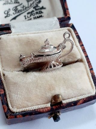 Large Vintage Sterling Silver Genie In The Lamp Opening Charm