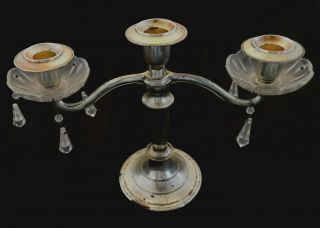 Vintage Epns Silver Plated 2 Arm 3 Candle Candleabra (missing Hanging Parts)