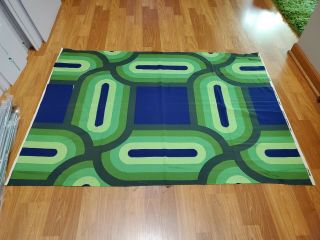 Awesome Rare Vintage Mid Century Retro 70s Tampella Ovaali Blue Grn Fabric Wow
