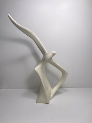 White Mid Century Modern White Ceramic Bird In Flight Seagul Mcm
