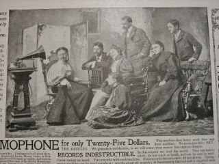 1897 National Gramophone Phonograph Vtg Print Ad Victorian Family Photo