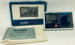 Nos Casio Pq - 40u World Clock Travel Alarm Instructions,  Box Japan