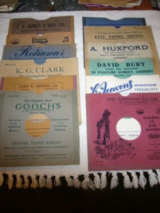 12 X Vintage 78 Rpm Record Shop Sleeves For 12 Inch Records